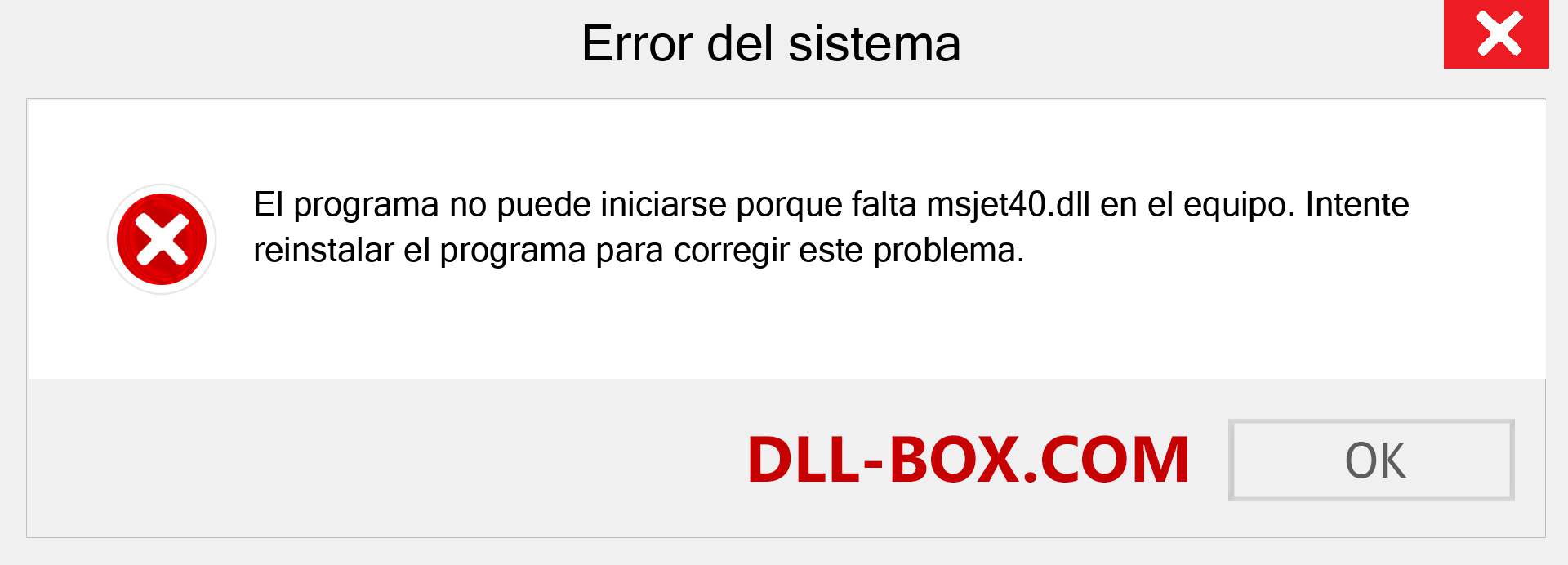 ¿Falta el archivo msjet40.dll ?. Descargar para Windows 7, 8, 10 - Corregir msjet40 dll Missing Error en Windows, fotos, imágenes